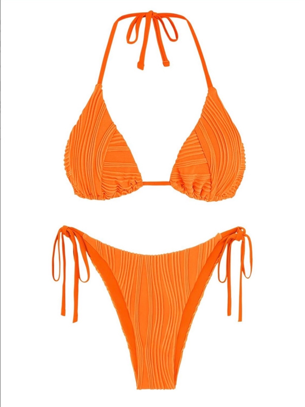 Zaful Orange Wave Texture string style bikini set